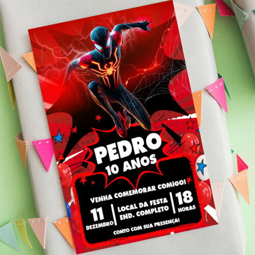 Convite Aniversário Homem Aranha