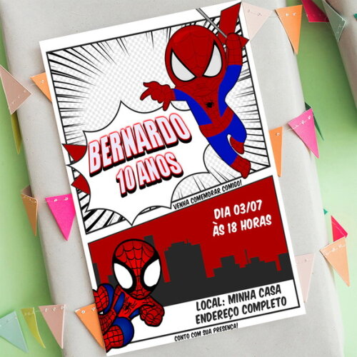 Convite Aniversário Homem Aranha Baby Digital