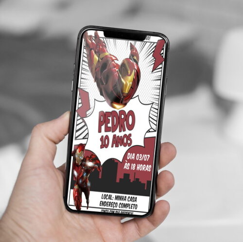 Convite Aniversário Homem de Ferro Digital