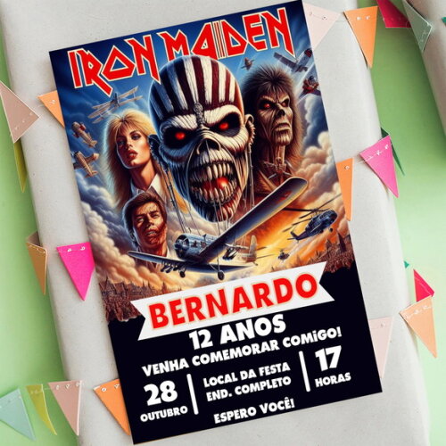 Convite Aniversário Iron Maiden Digital