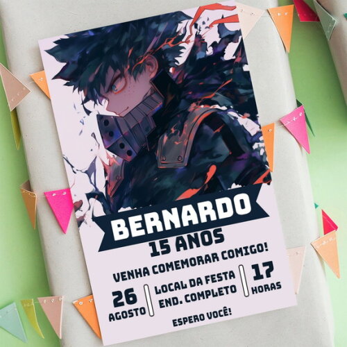 Convite Aniversário Izuka My Hero Acade