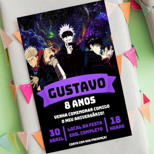 Convite Aniversário Jujutsu Kaisen
