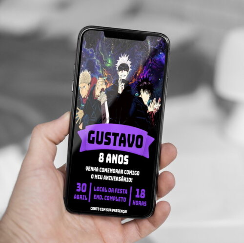 Convite Aniversário Jujutsu Kaisen