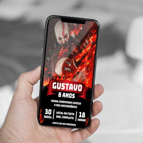 Convite Aniversário Kratos God Of War