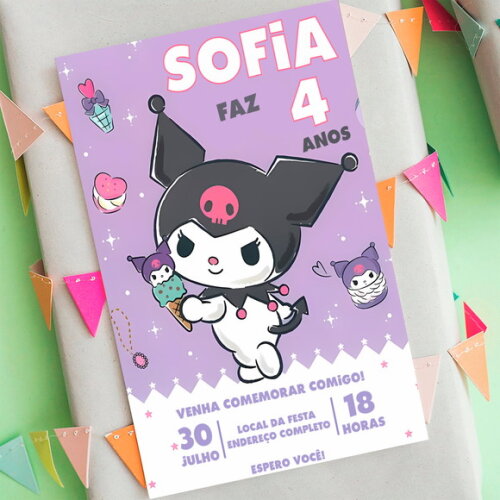 Convite Aniversário Kuromi