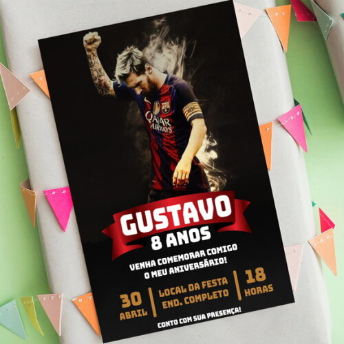 Convite Aniversário Messi Jogador Futebol