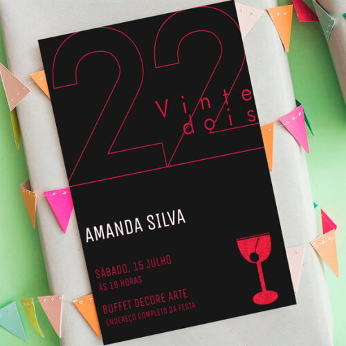 Convite Aniversário Minimalista Adulto