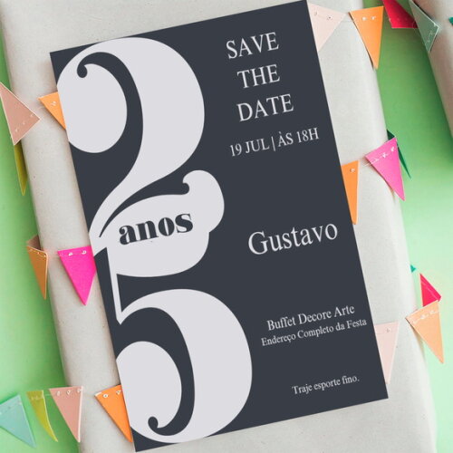 Convite Aniversário Minimalista Elegante