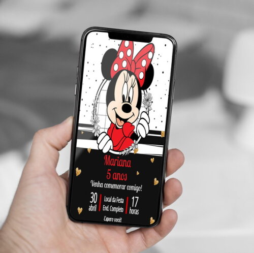 Convite Aniversário Minnie Mouse Vermelha