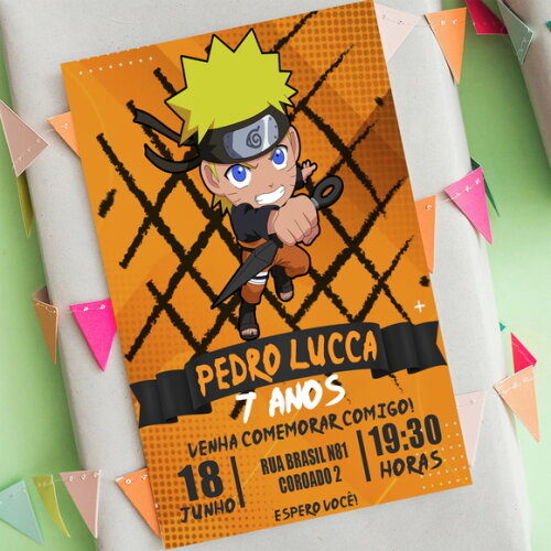 Convite Aniversário Naruto Uzumaki Bebê