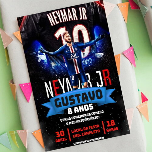 Convite Aniversário Neymar Jogador Futebol