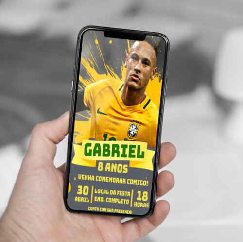Convite Aniversário Neymar Jogador Futebol Camisa Brasil