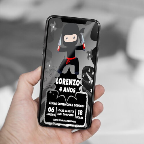 Convite Aniversário Ninja