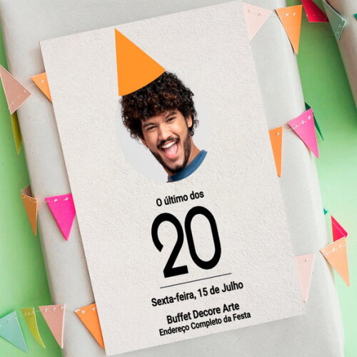 Convite Aniversário o Ultimo dos 20 Anos com Foto