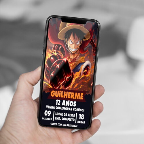 Convite Aniversário One Piece Luffy