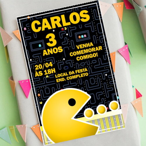 Convite Aniversário Pacman Digital