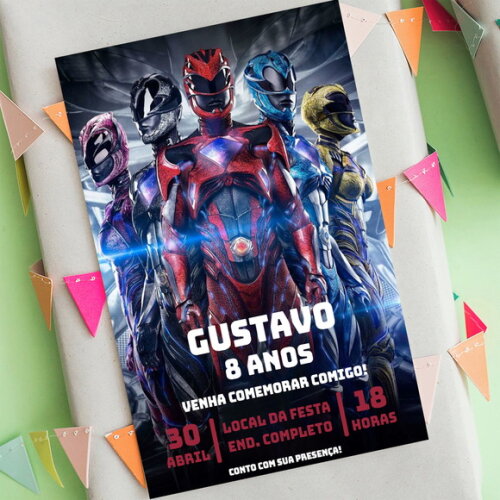 Convite Aniversário Power Rangers Digital