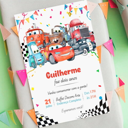 Convite Aniversário Relâmpago Mcqueen Carros
