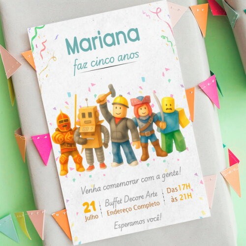 Convite Aniversário Roblox Aquarela