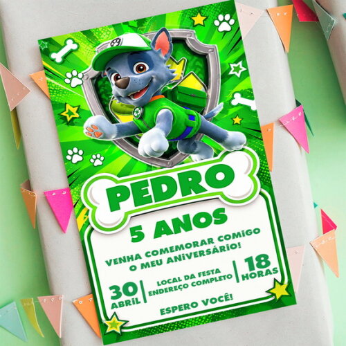 Convite Aniversário Rocky Patrulha Canina