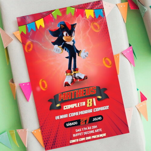 Convite Aniversário Shadow Sonic