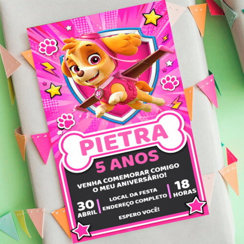 Convite Aniversário Skye Patrulha Canina