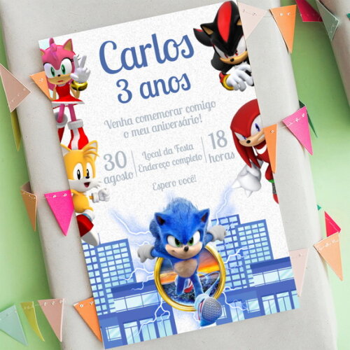 Convite Aniversário Sonic