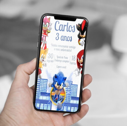 Convite Aniversário Sonic