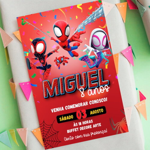 Convite Aniversário Spidey e Seus Amigos Espetaculares