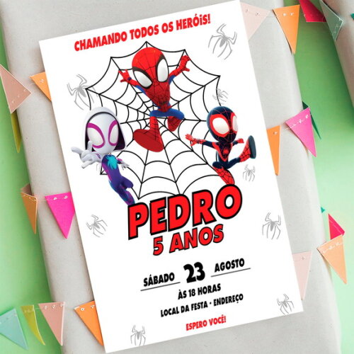Convite Aniversário Spidey e Seus Amigos Espetaculares