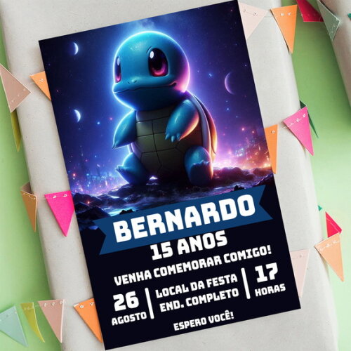 Convite Aniversário Squirtle Pokemon