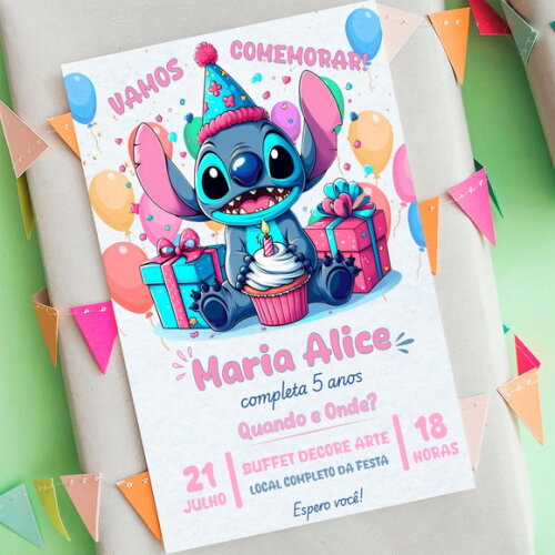 Convite Aniversário Stitch