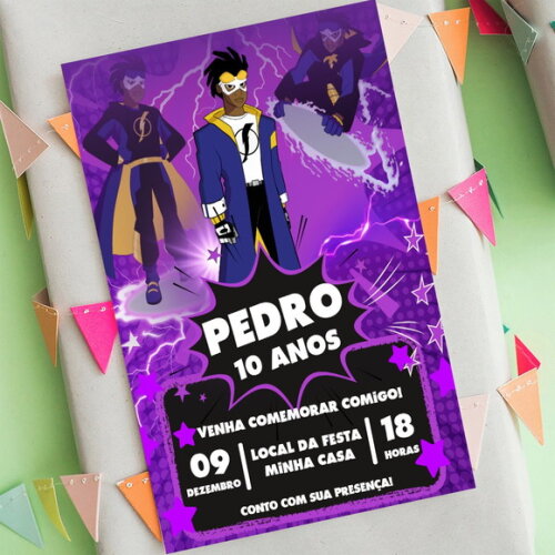 Convite Aniversário Super Choque com Foto