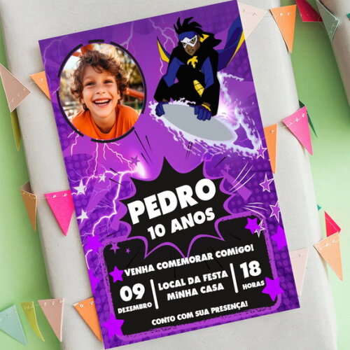 Convite Aniversário Super Choque com Foto