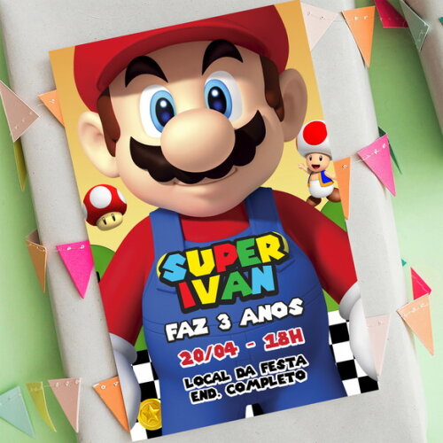 Convite Aniversário Super Mário Bros