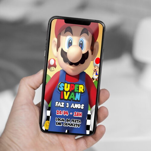 Convite Aniversário Super Mário Bros