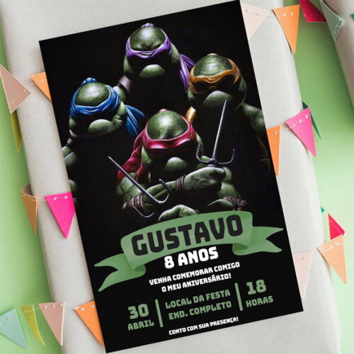 Convite Aniversário Tartarugas Ninja