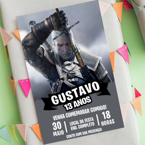 Convite Aniversário The Witcher Digital