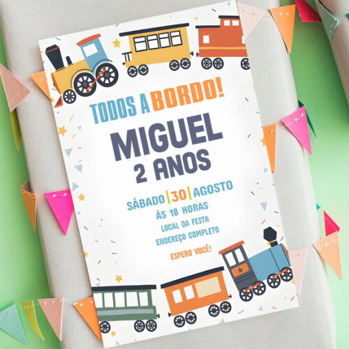 Convite Aniversário Trenzinho