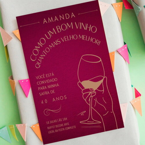 Convite Aniversário Um Bom Vinho