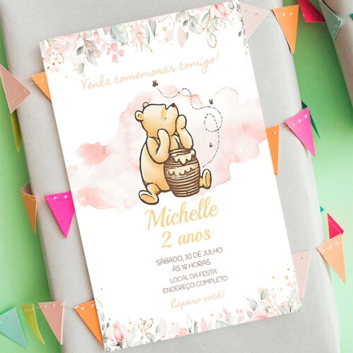 Convite Aniversário Ursinho Pooh
