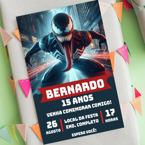 Convite Aniversário Venom Filme Digital