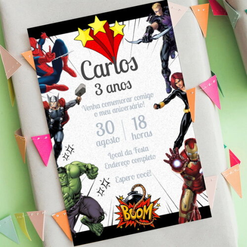 Convite Aniversário Vingadores