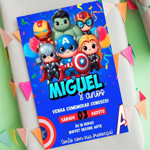 Convite Aniversário Vingadores