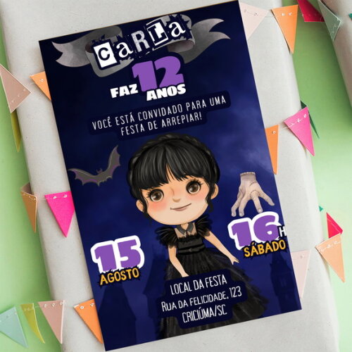Convite Aniversário Wandinha