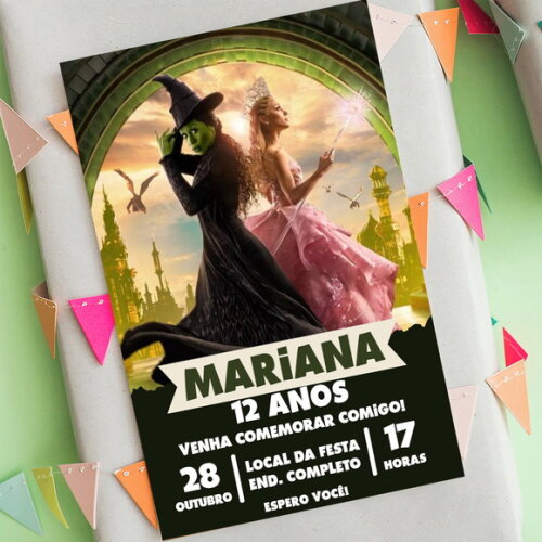 Convite Aniversário Wicked Filme Digital