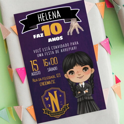 Convite Aniversário Wandinha