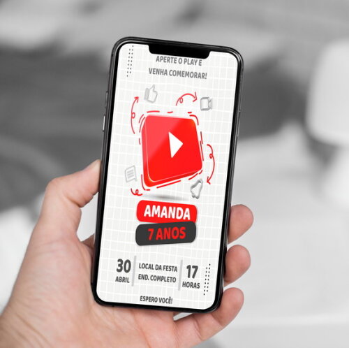 Convite Aniversário Youtube - Youtuber