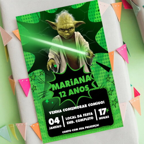 Convite Aniversário Yoda Star Wars