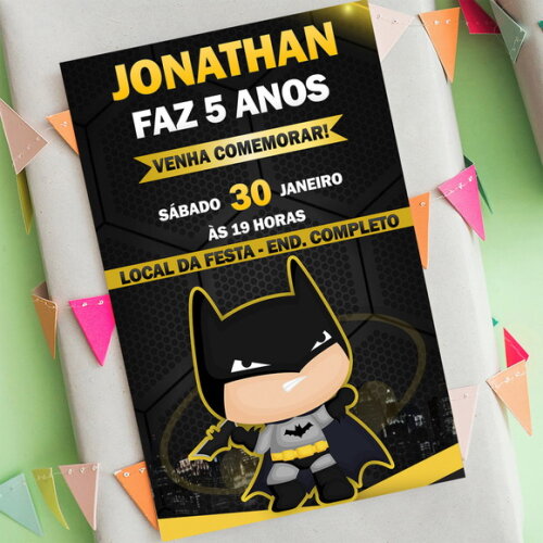 Convite de Aniversário Batman Cute